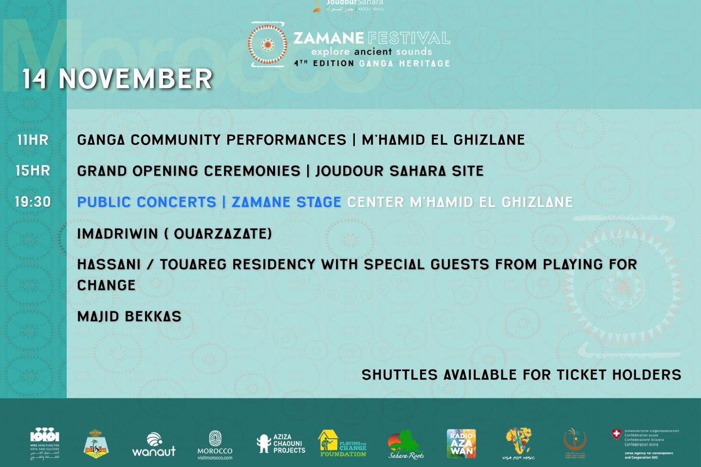 مهرجان “زمان”..ملتقى الثقافات الإفريقية بين كثبان محاميد الغزلان