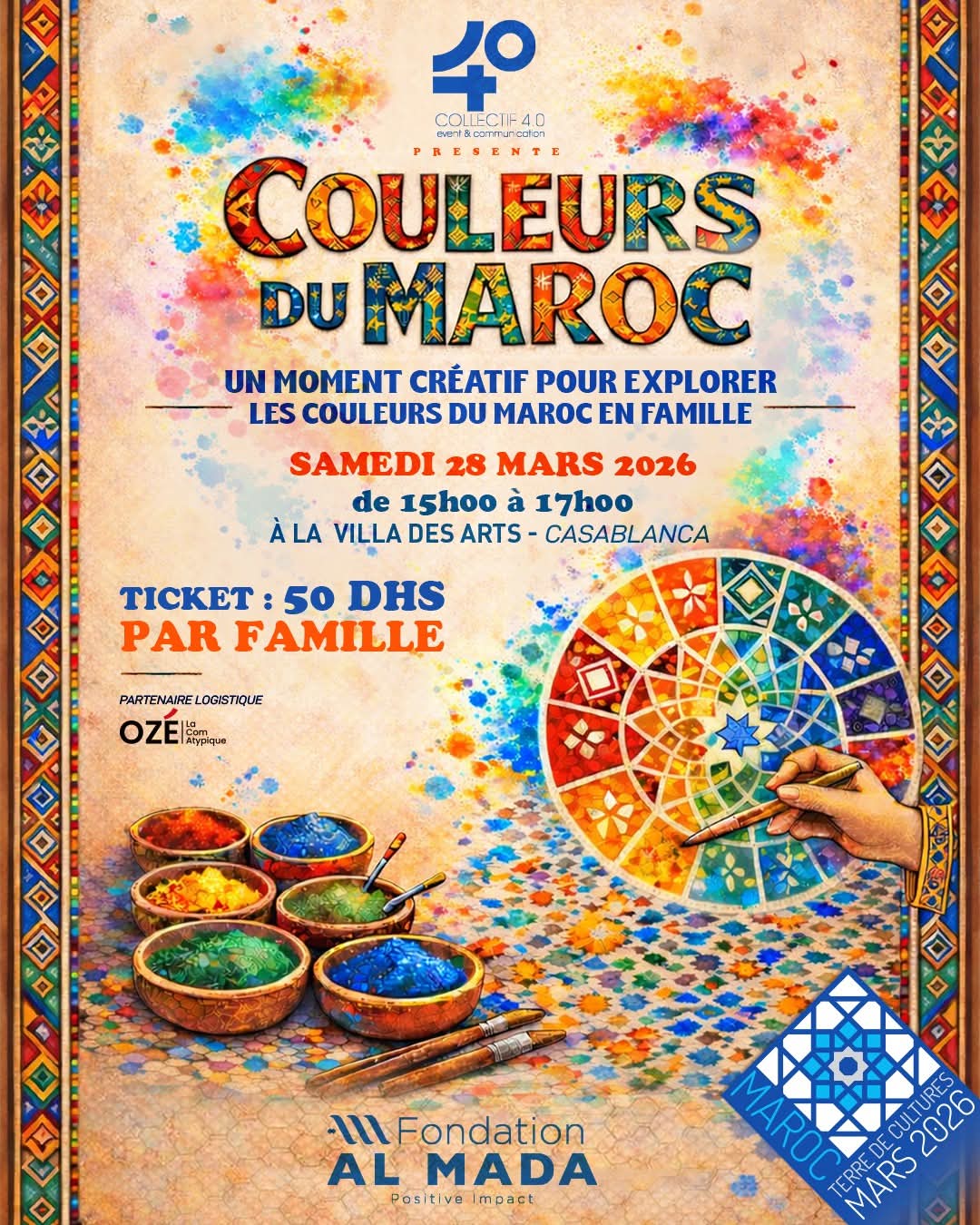 فيلا الفنون بالدار البيضاء تحتضن “ألوان المغرب”: تجربة ثقافية تفاعلية تعيد اكتشاف التراث عبر سحر الألوان