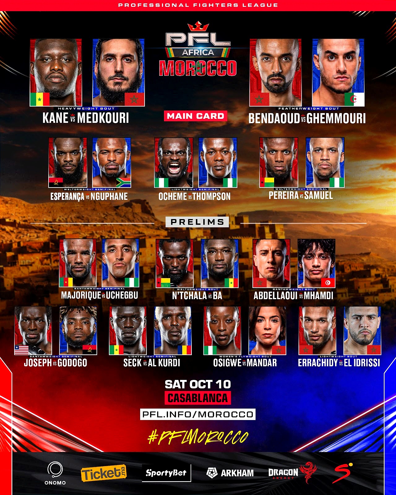 نجوم «PFL Africa» أمام الإعلام في الدار البيضاء قبل مواجهات نصف النهائي
